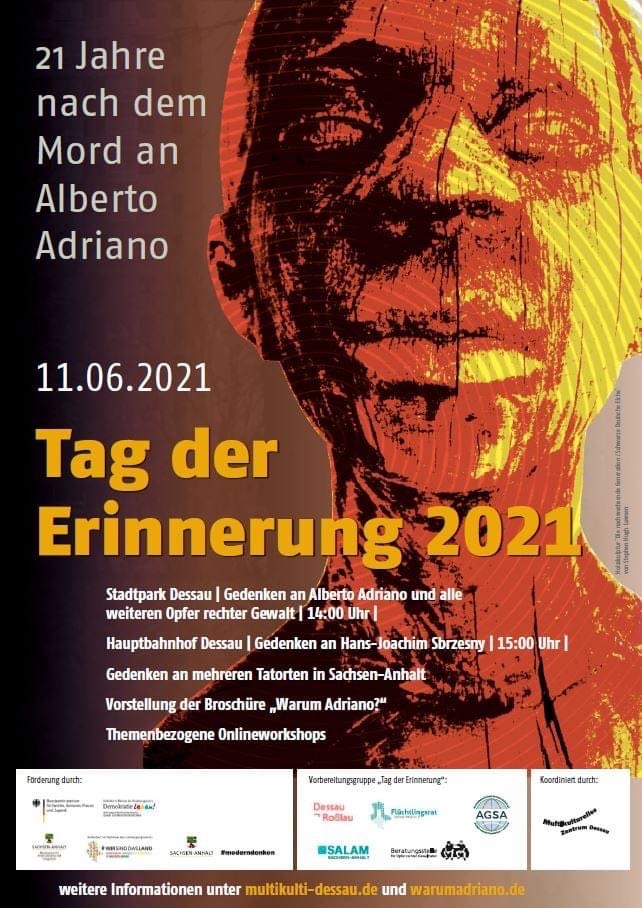 Plakat zum Tag der Erinnerung an die Opfer rechter Gewalt in Sachsen-Anhalt am 11. Juni 2021