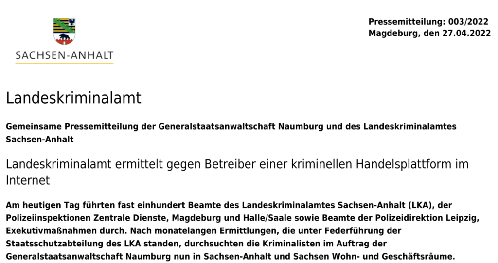 Pressemitteilung Ermittlungen