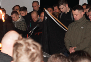 Neonazis auf einem Aufmarsch im Gedenken an die Zerstörung Magdeburg im Zweiten Weltkrieg