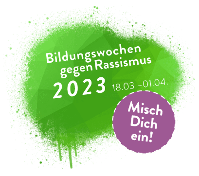 Logo der Bildungswochen gegen Rassismus 2023 in Halle (Saale)